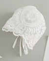 White Lace Baby Girl Christening Dress with Bonnet – Baptism Gown for Newborn & Infant