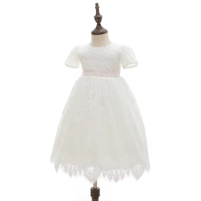 Elegant White Lace Christening Dress