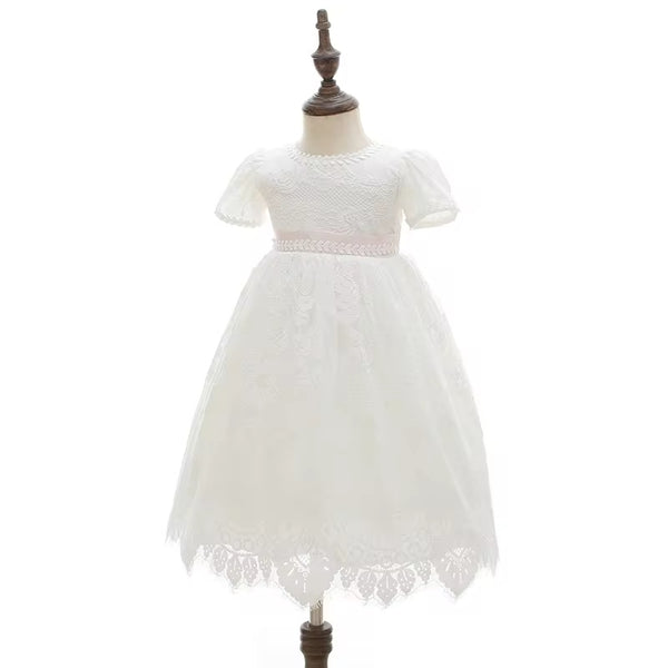 Elegant White Lace Christening Dress