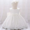 Elegant White Lace Baby Girl Dress with Bow – Infant Christening & Birthday Outfit