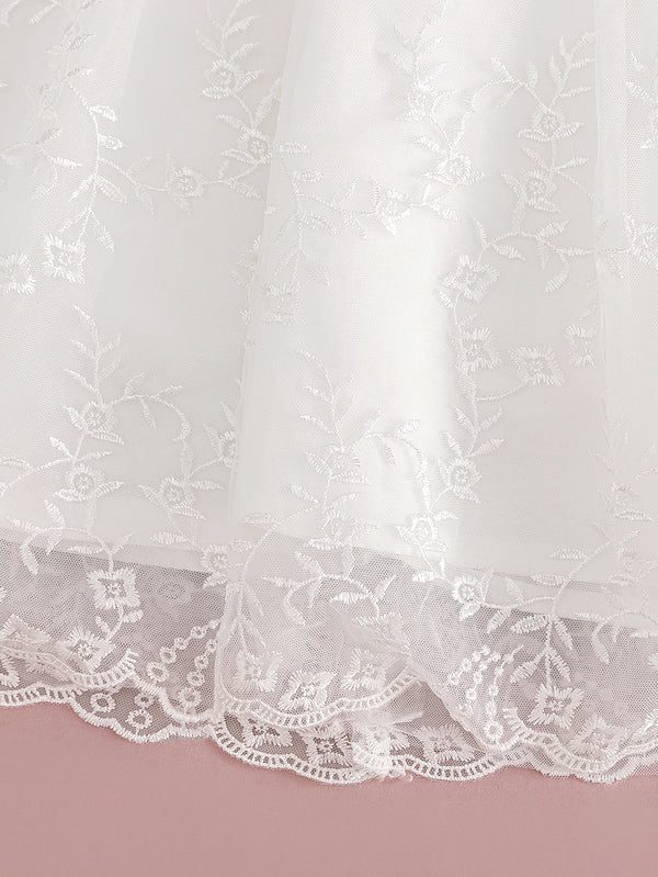 Elegant White Baby Dress for Special Occasions | Christening & Baptism Outfit, comes with free socks