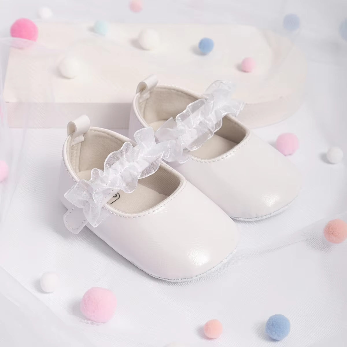Toddler girl White shoes for baptism, wedding.