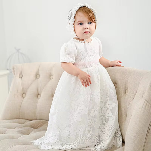 Elegant White Lace Christening Dress