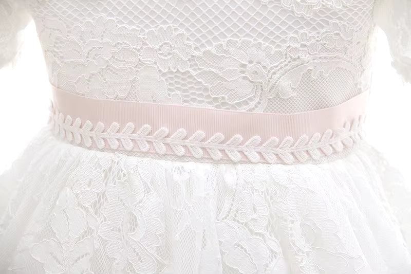 Elegant White Lace Christening Dress
