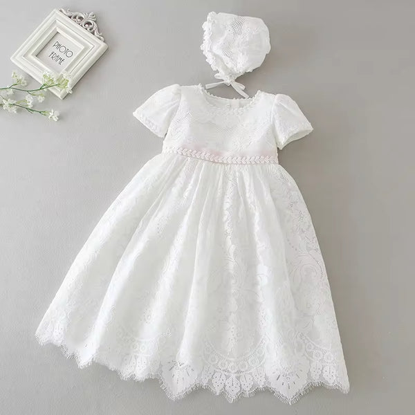 Elegant White Lace Christening Dress