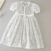 Angelic Christening/Baptism Gown With Removable Lace Overlay & Bonnet For Baby Girl