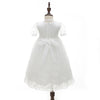 Angelic Christening/Baptism Gown With Removable Lace Overlay & Bonnet For Baby Girl