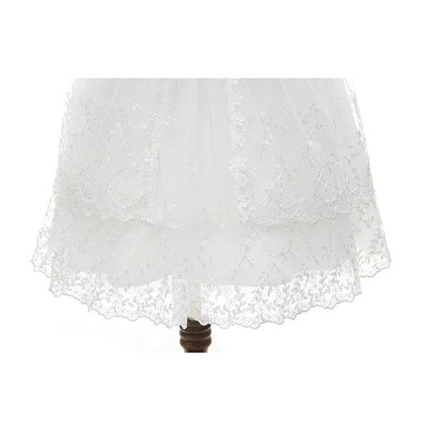Angelic Christening/Baptism Gown With Removable Lace Overlay & Bonnet For Baby Girl