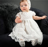 Elegant Lace Heirloom Baptism,flower girl Dress with Satin Bow for Girls