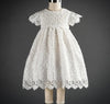 Elegant Lace Heirloom Baptism,flower girl Dress with Satin Bow for Girls
