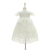 Elegant Lace Heirloom Baptism,flower girl Dress with Satin Bow for Girls