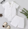 4-Piece Ivory Baby Boy Baptism Outfit – Elegant Christening Suit with Socks for Infants & Toddlers