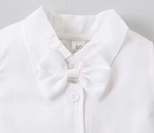 4-Piece Ivory Baby Boy Baptism Outfit – Elegant Christening Suit with Socks for Infants & Toddlers