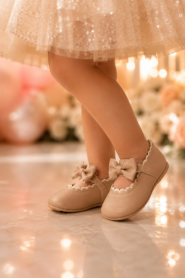 Elegant Baby Girl Bow Shoes -Christening & First Birthday Party Shoes