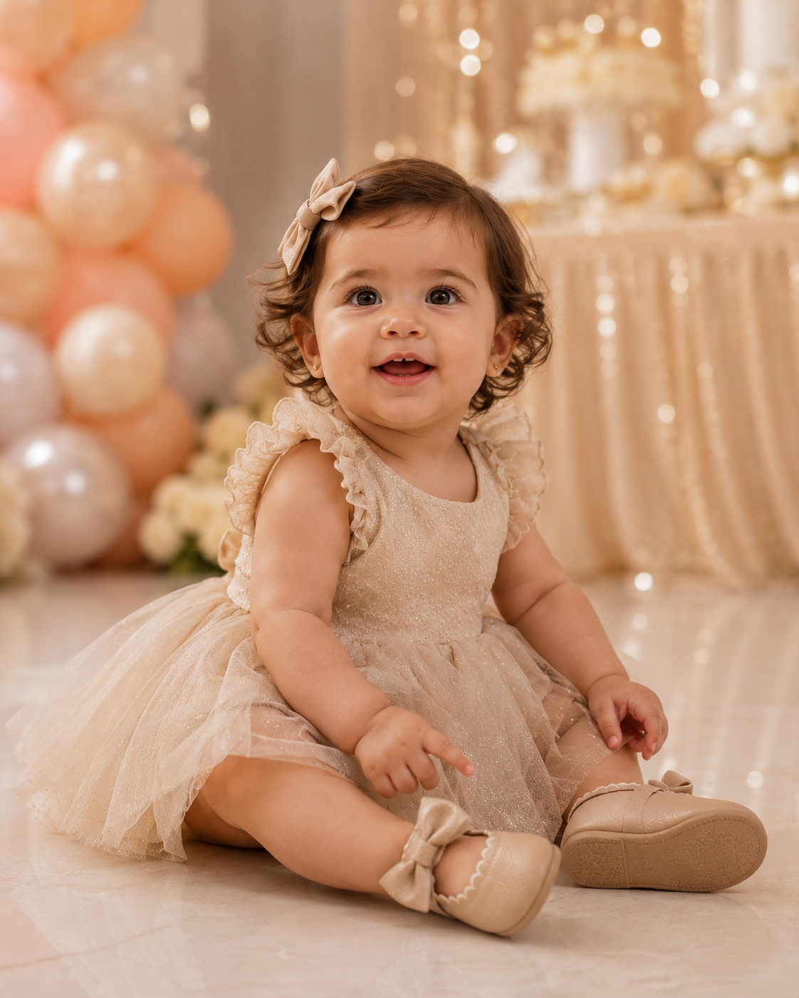 Elegant Baby Girl Bow Shoes -Christening & First Birthday Party Shoes
