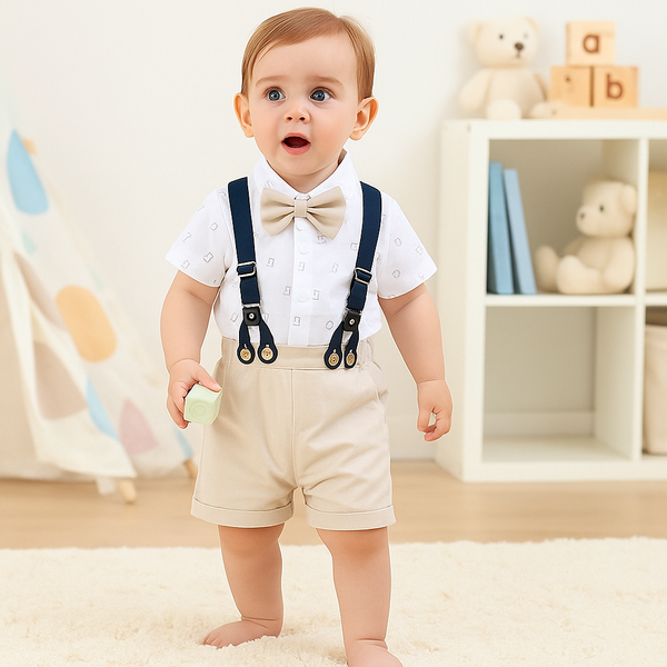 Baby Boy Formal Outfit with Suspenders – Birthday, Wedding & Church Clothes for Toddlers