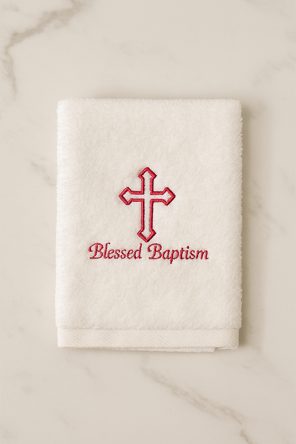 Embroidered Baptism Towel – Custom Cross Design for Baby or Child