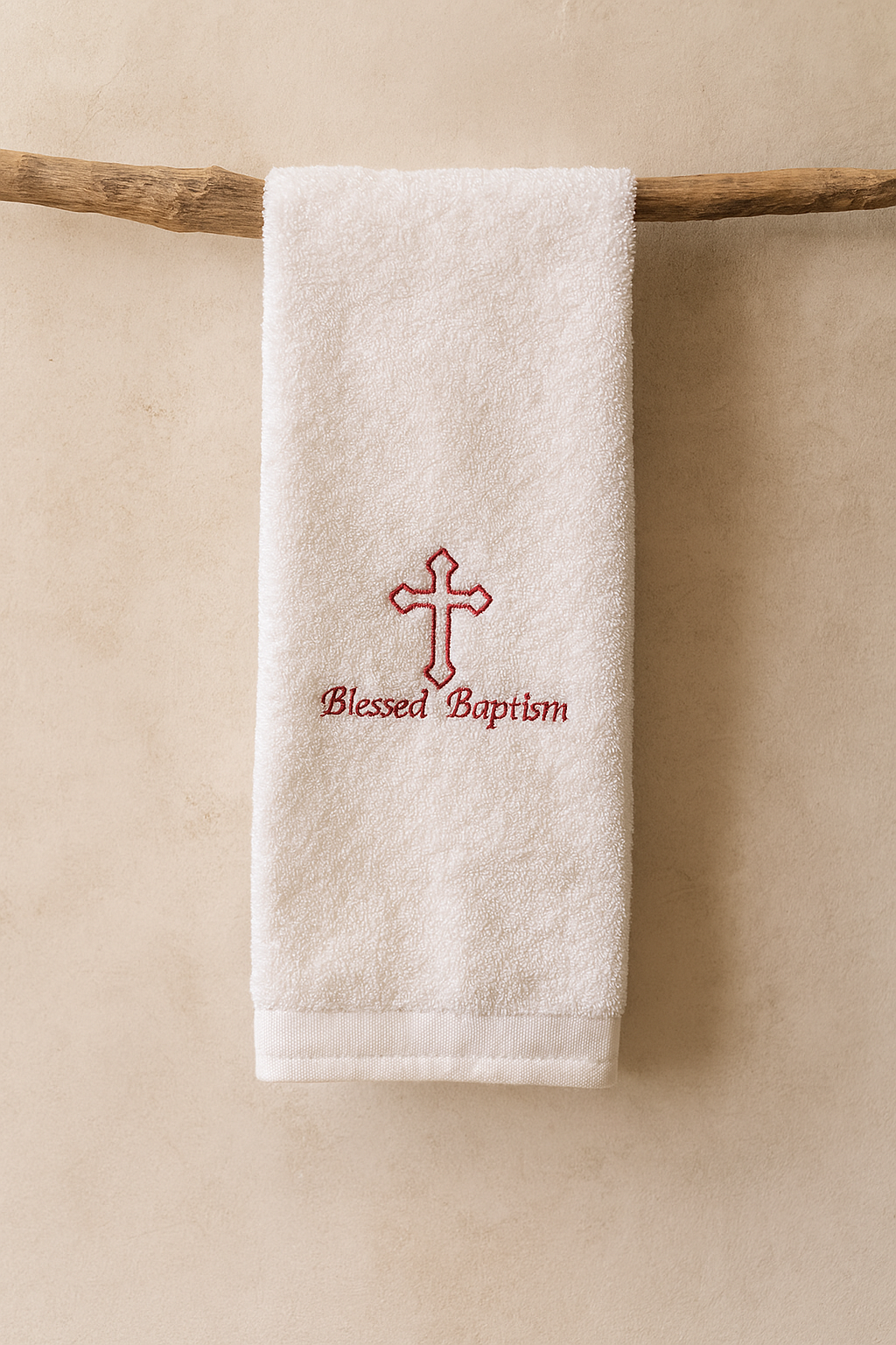 Embroidered Baptism Towel – Custom Cross Design for Baby or Child