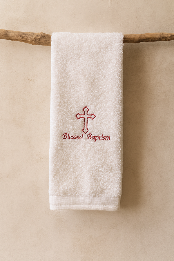 Embroidered Baptism Towel – Custom Cross Design for Baby or Child