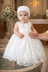 Baby Girl White Lace Christening Dress with Matching Bonnet – Baptism & Special Occasion Outfit