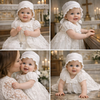 :     Luxury White Baby Girl Baptism Dress with Bonnet – Elegant Lace Christening Gown