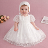 Elegant White Baby Dress for Special Occasions | Christening & Baptism Outfit, comes with bonnet and free socks