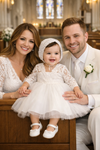 Baby Girl Baptism Dress – White Lace Christening Dress with Bonnet & Free Headband | First Birthday & Dedication Outfit