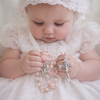 Pink Rose Bead Rosary with Silver Crucifix – Catholic Prayer Beads for Baptism & First Communion