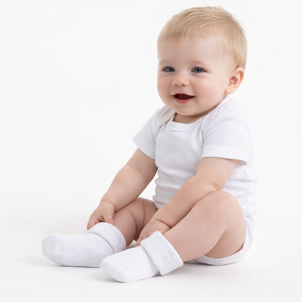 White Baby Christening Socks with Embroidered Cross – Baptism Gift for Boys or Girls