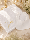 Luxury Baby Baptism Blanket & Bib Set – White Christening Gift for Boys & Girls | Eliana Gift Shop