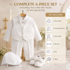 Baby Boy White Baptism & Christening Suit Set with Embroidered Cross, Hat & Shoes