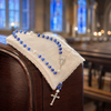 Blue Catholic Rosary for Baptism – Rosary Only or with Virgin Mary Keepsake Box