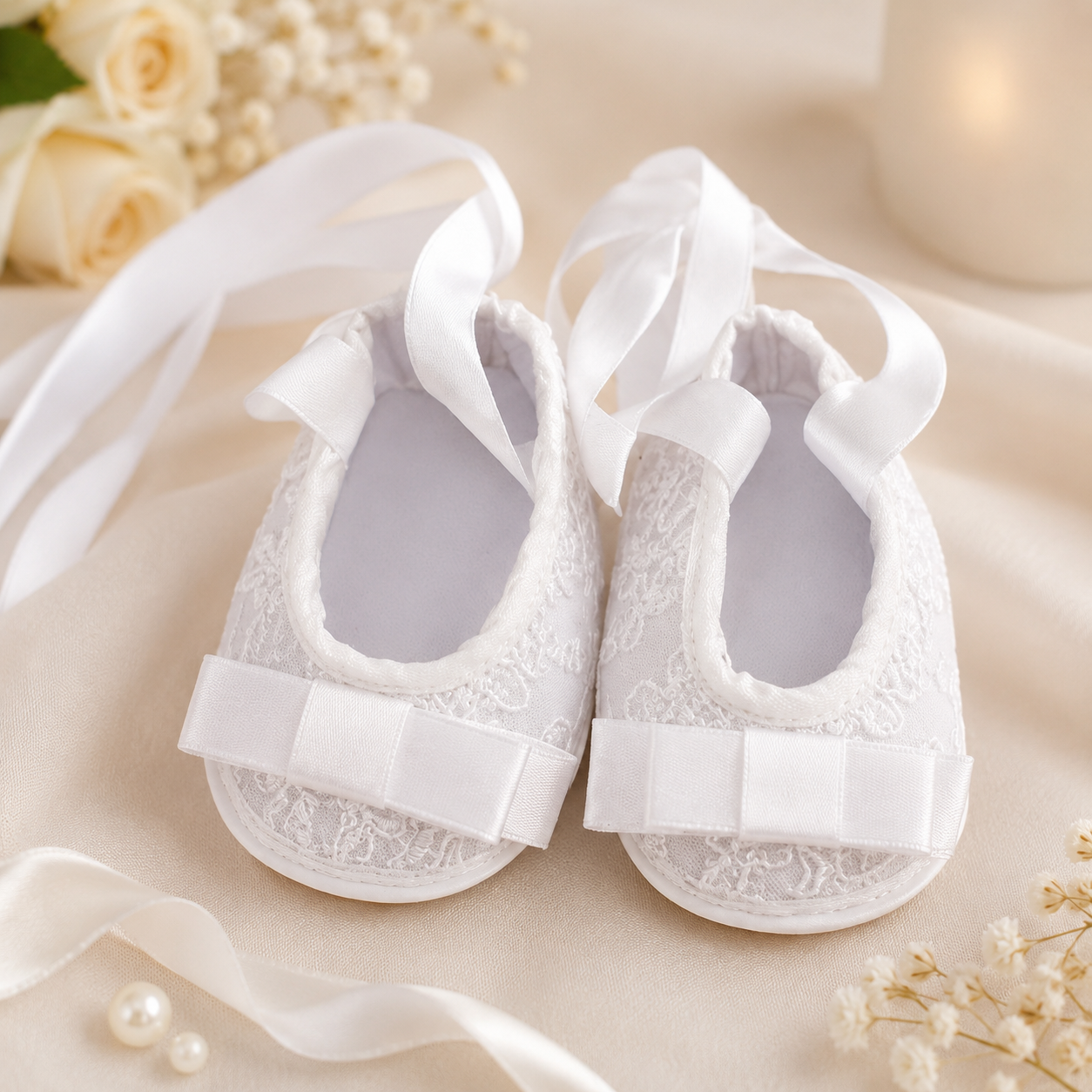 Luxury White Lace Baby Girl Christening Dress with Bonnet – Baptism, Blessing & First Communion Outfit