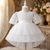 Baby Girl Baptism Dress – White Lace Christening Gown with Headband & Socks