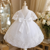 Baby Girl Baptism Dress – White Lace Christening Gown with Headband & Socks
