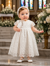 Luxury Baby Girl Baptism Dress with Matching Lace Bonnet | Elegant Christening Gown | Soft Cotton Blend