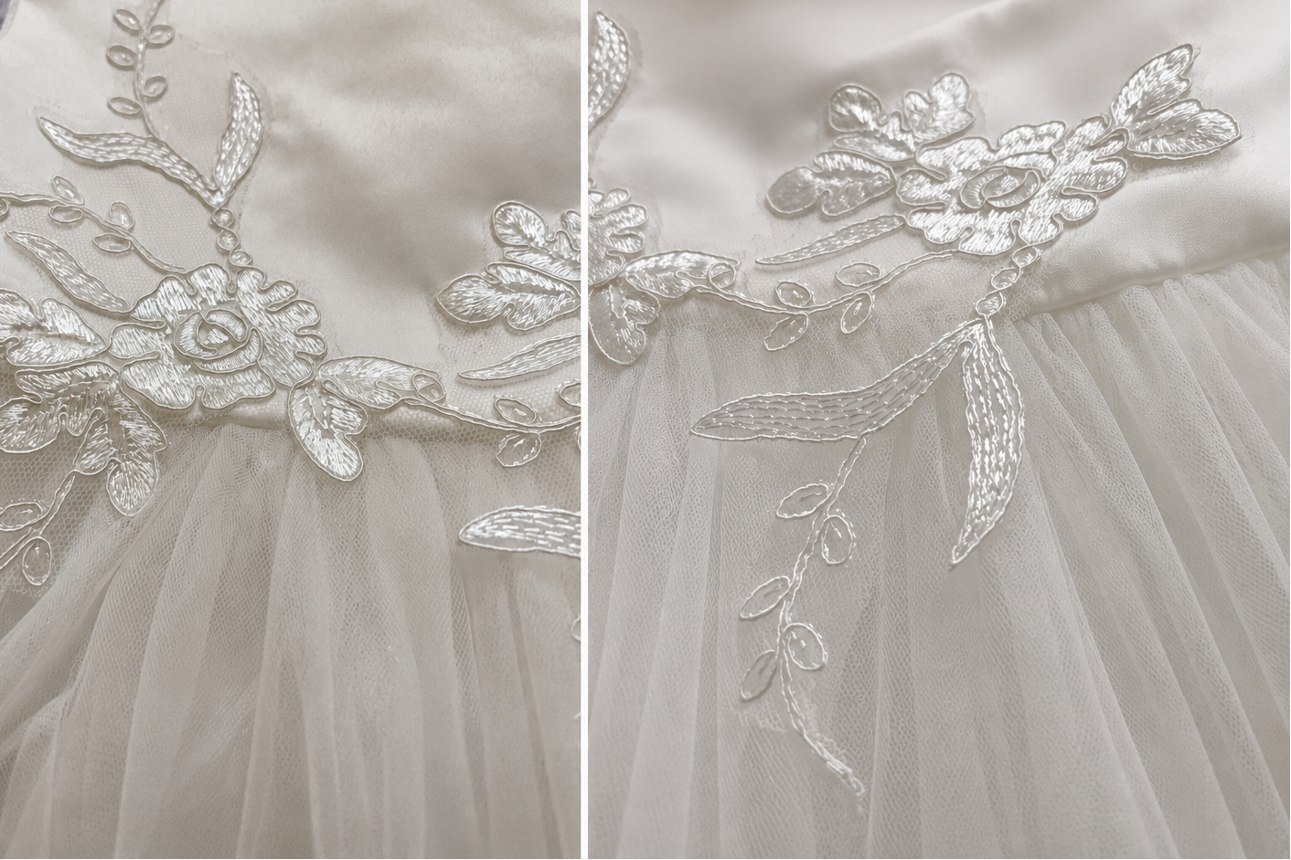 Baby Girl Baptism Dress – White Tulle Christening Gown with Floral Headband | First Birthday Dress