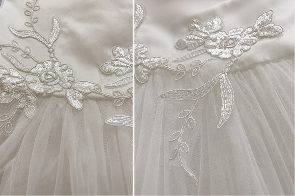 Baby Girl Baptism Dress – White Tulle Christening Gown with Floral Headband | First Birthday Dress