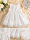 White Baby Christening Dress with Matching Flower Headband – Church Photography Ready