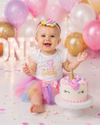 Baby Girl Unicorn First Birthday Outfit – Rainbow Tutu Dress, 1st Birthday Cake Smash Outfit with Headband