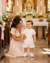 4-Piece Ivory Baby Boy Baptism Outfit – Elegant Christening Suit with Socks for Infants & Toddlers