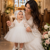Baby Girl Baptism Dress – White Lace Christening Dress with Bonnet & Free Headband | First Birthday & Dedication Outfit
