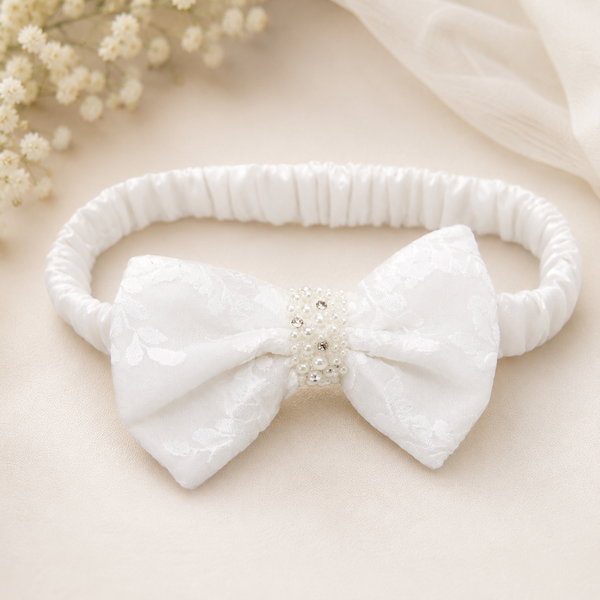 Baby Girl Baptism Dress – White Lace Christening Dress with Bonnet & Free Headband | First Birthday & Dedication Outfit