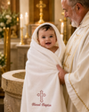 Luxury Embroidered Baptism Towel for Baby – Soft Cotton Christening Towel with Cross