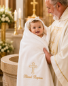 Luxury Embroidered Baptism Towel for Baby – Soft Cotton Christening Towel with Cross