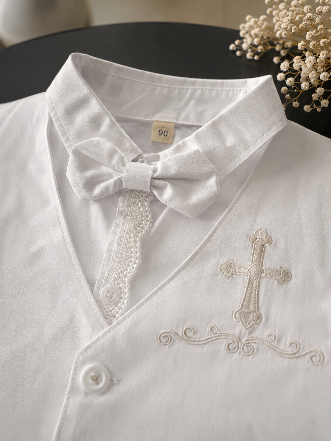 Luxury White Baby Boy Baptism Outfit Set with Shoes , Vest & Hat – Elegant Christening Suit for Church Ceremony