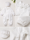 Baby Boy Baptism Outfit with Hat - White Christening Romper Suit for Baptism, Dedication & Special Occasions