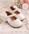 White Baby Girl Pearl Shoes – Baptism, Christening & Special Occasion Mary Jane Shoes