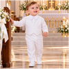 Baby Boy White Baptism Suit with Shoes – 5-Piece Christening Outfit with Jacket, Vest, Bow Tie & Pants