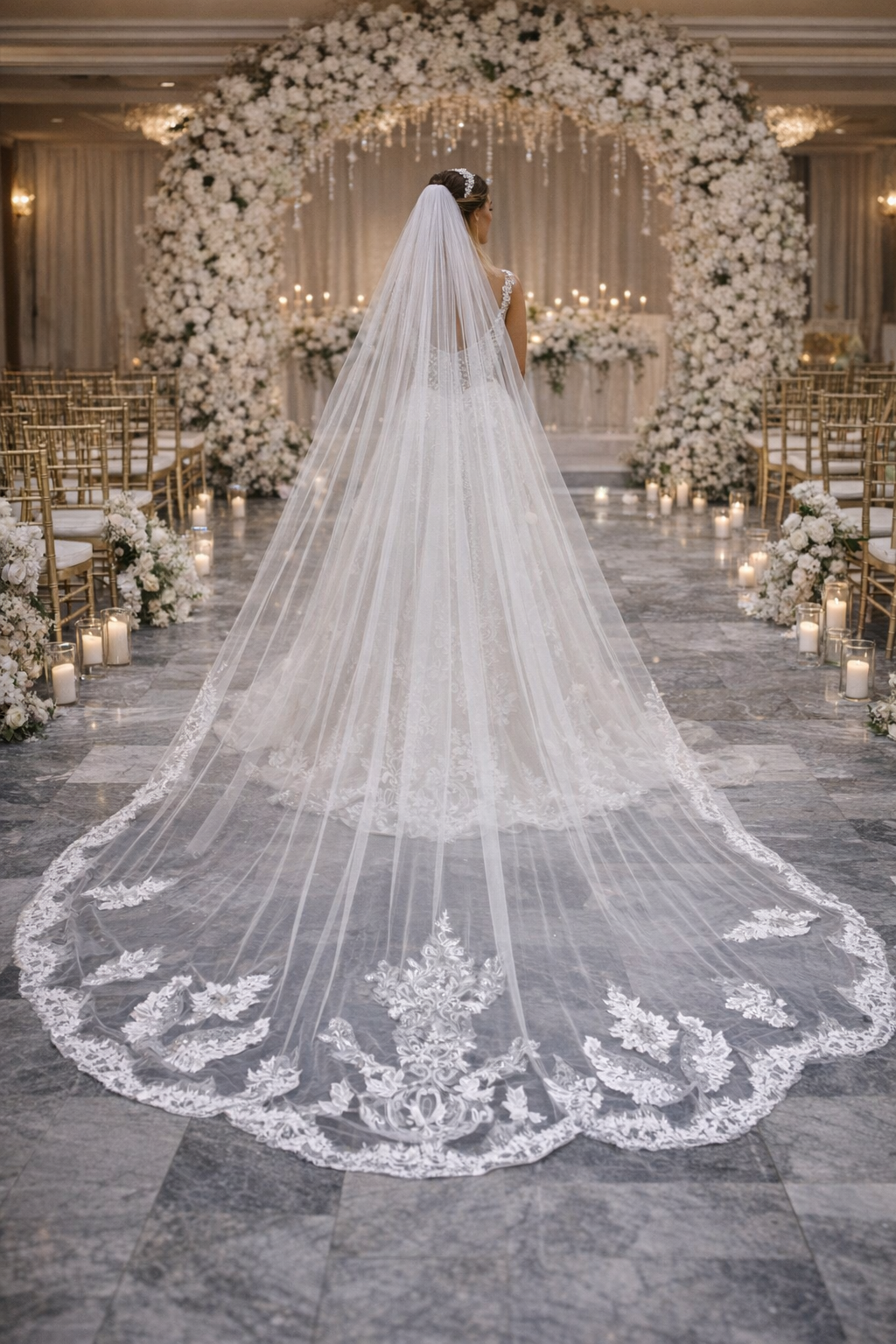 White Lace Wedding Veil – Elegant Bride Accessory for Special Day. This veil includes a stunning hairpiece that beautifully completes the brides overall look